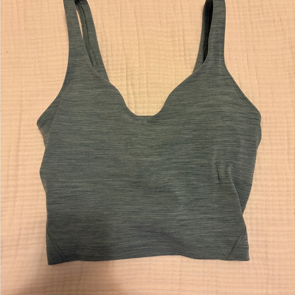 Seamless Scoop Neck Crop top - Slate Green